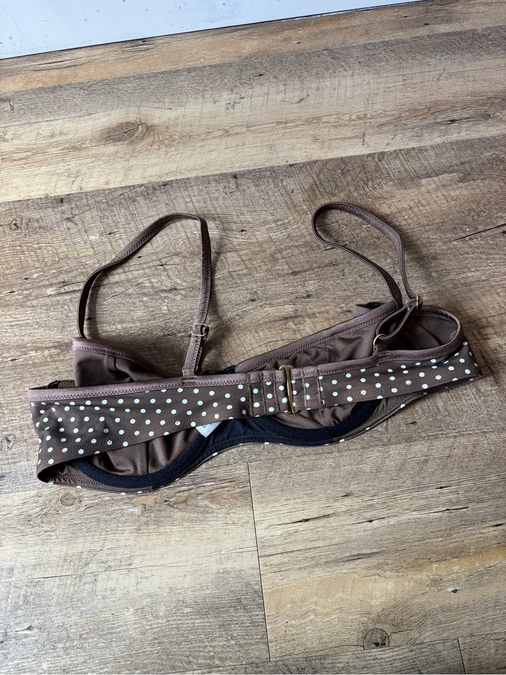 Frankie’s Bikini VS PINK Brown Polka Dot Buttercup Bikini Top Flirty Beach